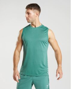 ARRIVAL SPORT TANK - GYMSHARK - HOYA GREEN BLACK MARL
