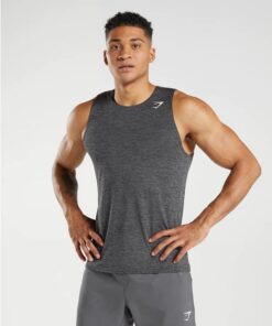 ARRIVAL SLIM MARL TANK - GYMSHARK - BLACK GREY MARL